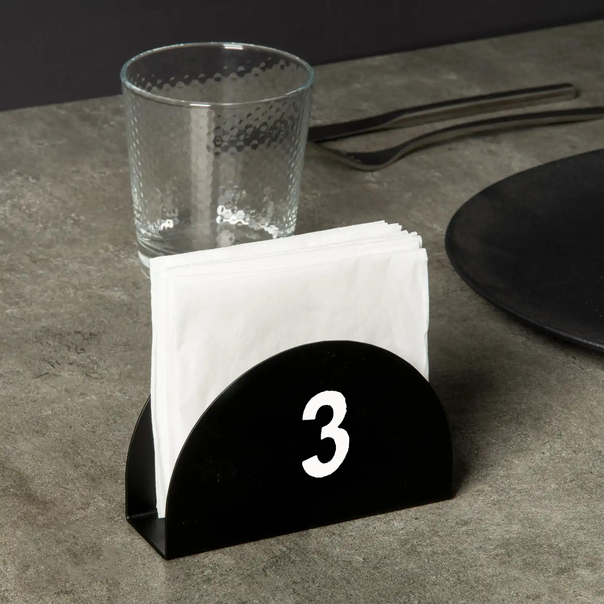 جای دستمال کاغذی رومیزی کافه و رستوران مدل شماره میز (هلالی)