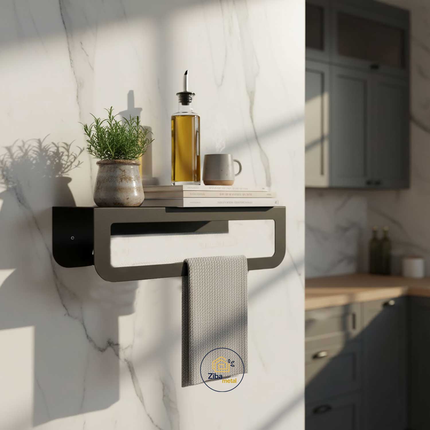 شلف فلزی دیواری آویز حوله مدل لبه گرد کد zb6