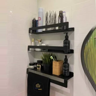 شلف فلزی سه تکه کاربردی و دارای آویز حوله کد zb27
