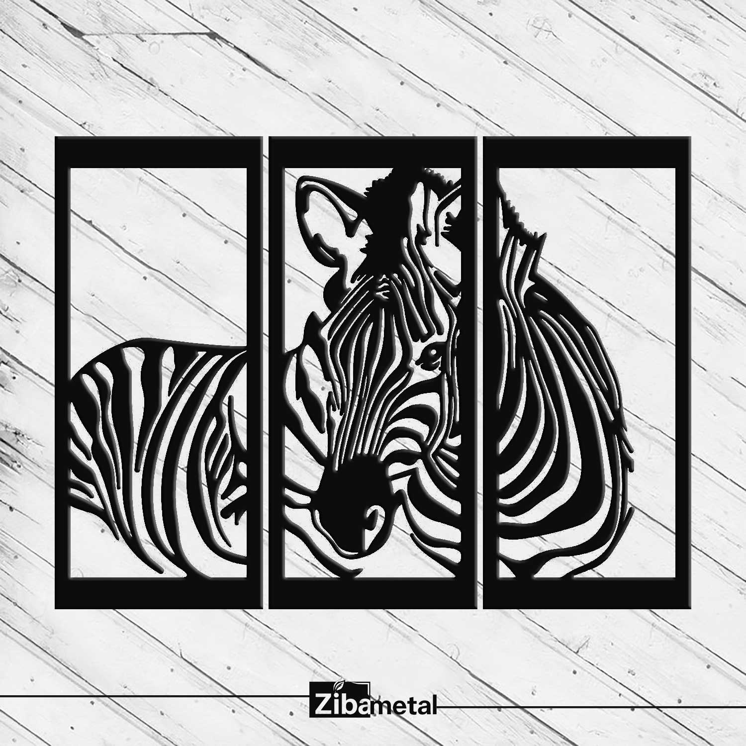 تابلو مدرن دکوراتیو فلزی مدل گور خر zebra